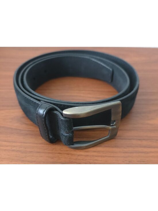 Mashad Leather Other - Mashad Leather Ash-Black Suede Belt With Brass Buckle - Sz 36